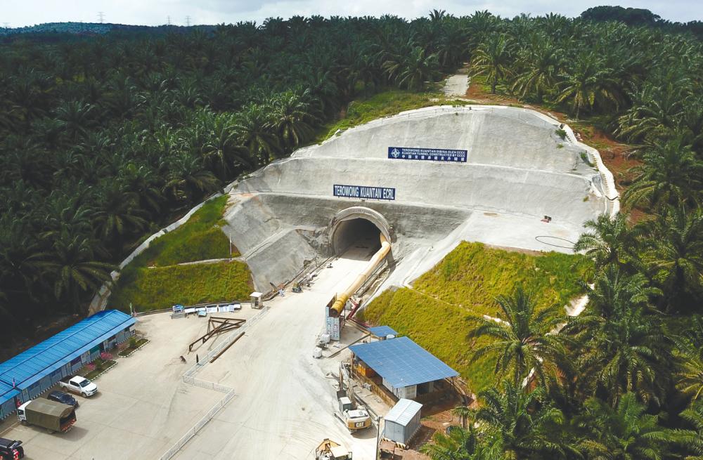 The ECRL Kuantan tunnel entrance in Pahang.