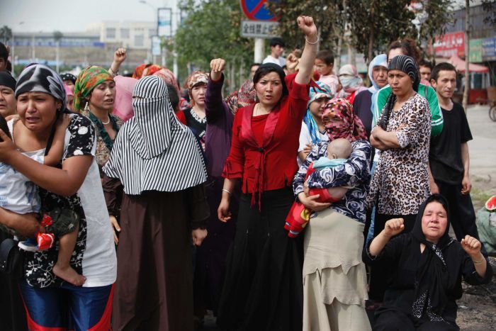 Uyghur protesters clashed with Han Chinese people in July 2009 during outbreaks of deadly ethnic violence. — Reuters