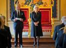 Britain’s King Charles III, flanked by Britain’s Camilla, Queen Consort, makes a speech after receiving a message of condolence following the death of his mother Queen Elizabeth II, at Hillsborough Castle in Belfast on September 13, 2022, during his visit to Northern Ireland/AFPPix