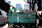 Supporters and lawyers of the six young people who were living in the Fukushima region when the March 11, 2011 tsunami caused the nuclear disaster, arrive in front of the Tokyo district court in Tokyo/AFPPix