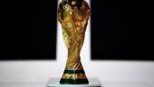 A picture taken on March 31, 2022 shows the World Cup Trophy during the FIFA Congress in the Qatari capital Doha. AFPPIX