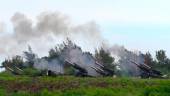 Taiwan military soldiers fire the 155-inch howitzers during a live fire anti landing drill in the Pingtung county, southern Taiwan on August 9, 2022. - AFPPIX