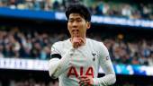 Tottenham Hotspur's South Korean striker Son Heung-Min celebrates after scoring their second goal during the English Premier League football match between Tottenham Hotspur and West Ham United at Tottenham Hotspur Stadium in London, on March 20, 2022. AFPPIX