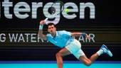 Serbia's Novak Djokovic returns the ball to Croatia's Marin Cilic during the men's singles final tennis match at the Tel Aviv Watergen Open 2022 in Israel on October 1, 2022. - AFPPIX