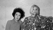 (FILES) This file picture taken on January 26, 1977 shows Japanese fashion designer Hanae Mori (L) with a fashion model wearing clothing from her creations in Paris. AFPPIX