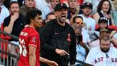 Liverpool’s German manager Jurgen Klopp (R) shouts next to Liverpool’s English defender Trent Alexander-Arnold (L) during the English FA Cup final football match between Chelsea and Liverpool, at Wembley stadium, in London, on May 14, 2022. AFPPIX
