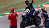 Monster Energy Yamaha’s French rider Fabio Quartararo celebrates after winning the German MotoGP Grand Prix at the Sachsenring racing circuit in Hohenstein-Ernstthal near Chemnitz, eastern Germany, on June 19, 2022. AFPPIX