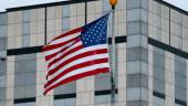 A flag waves in the wind at the US embassy in Kyiv, Ukraine, January 24, 2022. REUTERSpix