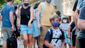 A child wears a face mask on the first day of New York City schools, amid the coronavirus disease (Covid-19) pandemic in Brooklyn, New York, U.S. September 13, 2021. REUTERSpix