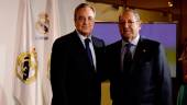 June 19, 2017 Real Madrid president, Florentino Perez (L) poses with honour president Francisco “Paco” Gento after a press conference following his re-election for the club’s presidency at the Santiago Bernabeu stadium in Madrid. AFPPIX