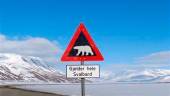 A sign warns residents of the arctic Svalbard islands in Norway of the danger from roaming polar bears. REUTERSPIX