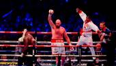 Boxing - Tyson Fury v Dillian Whyte - WBC World Heavyweight Title - Wembley Stadium, London, Britain - April 23, 2022 Tyson Fury celebrates winning his fight against Dillian Whyte. REUTERSPIX