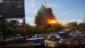 A view of the explosion as a Russian missile strike hits a shopping mall amid Russia's attack on Ukraine, at a location given as Kremenchuk, in Poltava region, Ukraine in this still image taken from handout CCTV footage released June 28, 2022. REUTERSPIX