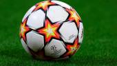 Soccer Football - Champions League - Round of 16 Second Leg - Liverpool v Inter Milan - Anfield, Liverpool, Britain - March 8, 2022 Official match ball displaying the logo of the UEFA Champions League REUTERSPIX
