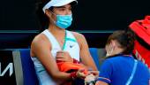 Britain’s Emma Raducanu receives medical attention after sustaining an injury at the Australia Open. – REUTERSPIX