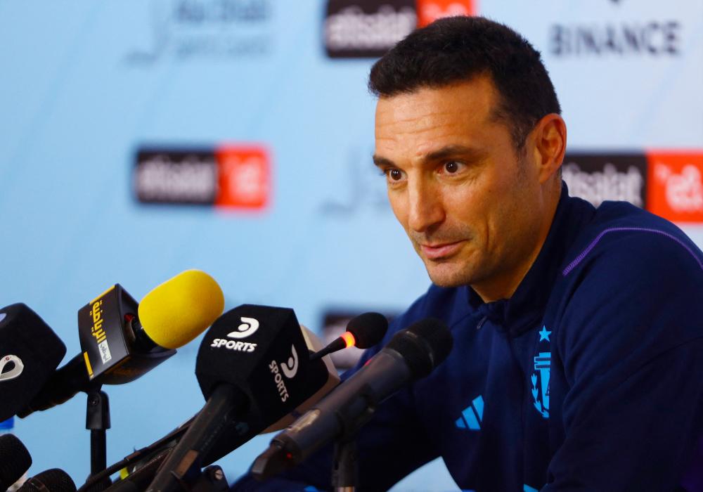 Argentina coach Lionel Scaloni during the press conference. – REUTERSPIX