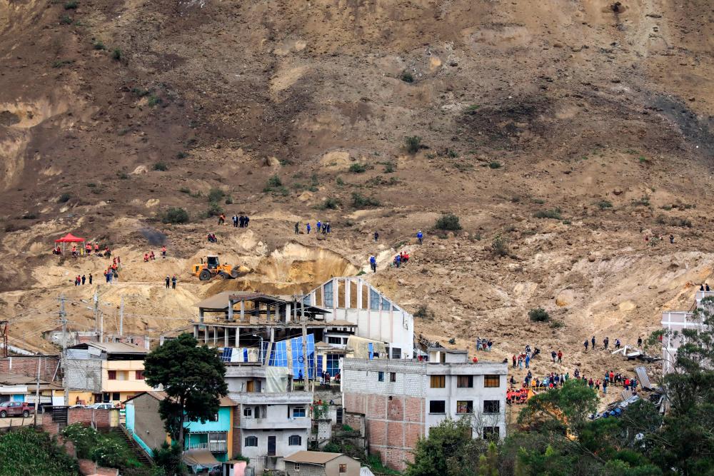 View of the site of a landslide triggered by heavy rains, during rescue operations, in Alausi, Ecuador March 28, 2023/REUTERSPix