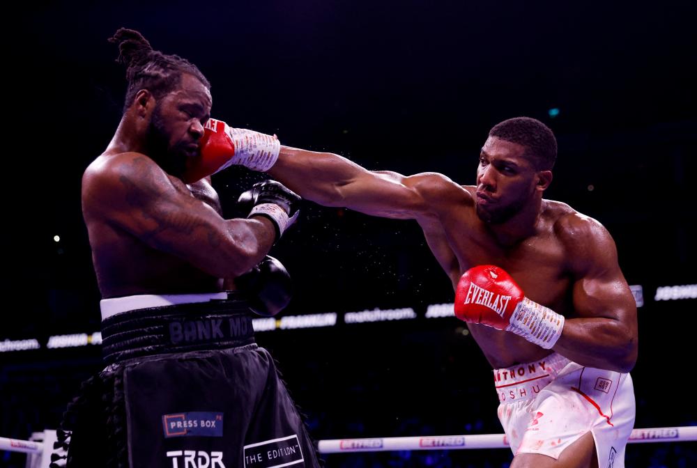 Boxing - Anthony Joshua v Jermaine Franklin - O2 Arena, London, Britain - April 1, 2023 Anthony Joshua in action during his fight against Jermaine Franklin. REUTERSPIX