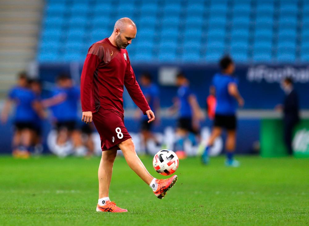 December 10, 2020 Vissel Kobe’s Andres Iniesta during the warm up before the match REUTERSPIX