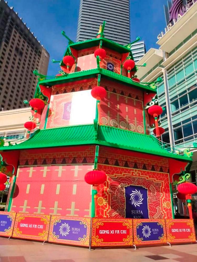 The CNY pagoda that is located at Suria KLCC’s entrance. – Malaysia Shopping Mall