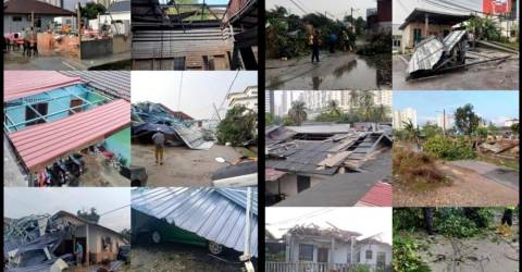 40 maisons de Kampung Kebun Bunga ont été endommagées par les tempêtes, la grêle