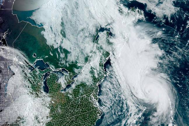 Hurricane Fiona advances towards Canada's Maritimes provinces in a composite image from the National Oceanic and Atmospheric Administration (NOAA) GOES-East weather satellite September 23, 2022. - REUTERSPIX