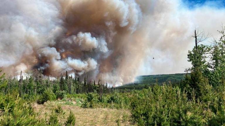 Smoke billows from the West Kiskatinaw River wildfire and Peavine Creek wildfires in the Dawson Creek Zone, British Columbia, Canada in this photo released on June 7, 2023. REUTERSPIX