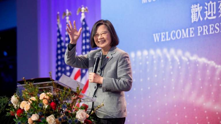 Taiwan’s President Tsai Ing-wen gestures while speaking during an event with members of the Taiwanese community, in New York, US, in this handout picture released March 30, 2023. REUTERSPIX