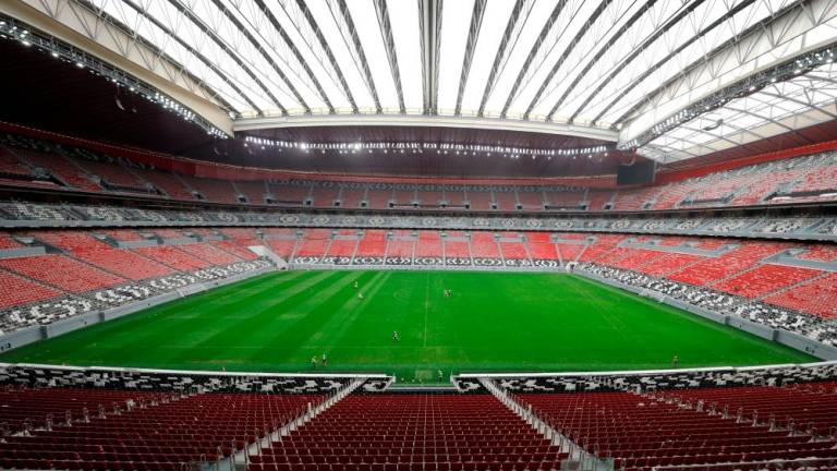 FILE PHOTO: A general view shows the Al Bayt stadium, built for the upcoming 2022 FIFA World Cup soccer championship, during a stadium tour in Al Khor, north of Doha, Qatar December 17, 2019. REUTERSPIX