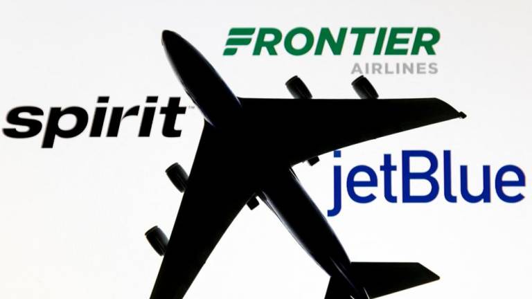 JetBlue, Spirit and Frontier Airlines logos are seen in this illustration. – Reuterspix
