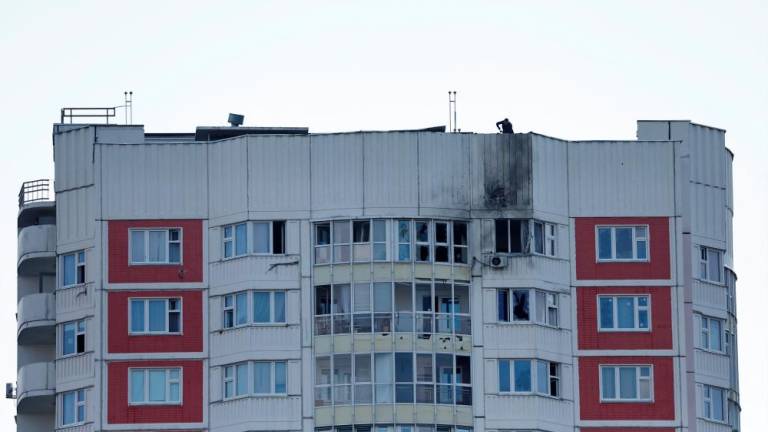 A view shows a damaged multi-storey apartment block following a reported drone attack in Moscow, Russia, May 30, 2023. - REUTERSPIX