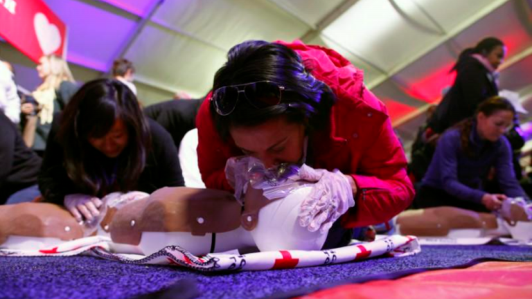 Cardiopulmonary resuscitation (CPR) combines mouth-to-mouth breathing and chest compressions to pump blood to the brain of people whose hearts have stopped beating, potentially staving off death until medical help arrives. REUTERSPIX