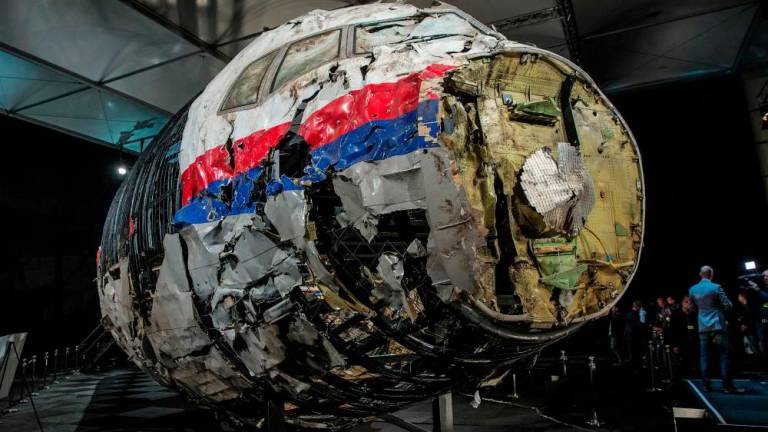 The reconstructed wreckage of Malaysia Airlines flight MH17 which crashed over Ukraine in July 2014 is seen in Gilze Rijen, Netherlands on Oct 13, 2015/REUTERSPix