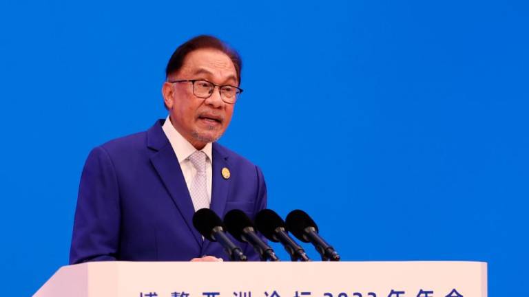 HAINAN (China), March 30 -- Prime Minister Datuk Seri Anwar Ibrahim delivering his speech at the Boao Forum for Asia Annual Conference 2023 (BFA 2023). BERNAMAPIX