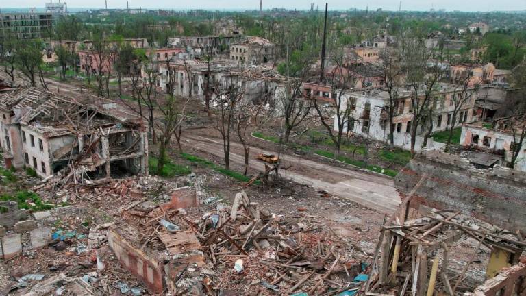 A view shows destroyed buildings located near Azovstal Iron and Steel Works, during Ukraine-Russia conflict in the southern port city of Mariupol, Ukraine May 22, 2022. REUTERSpix