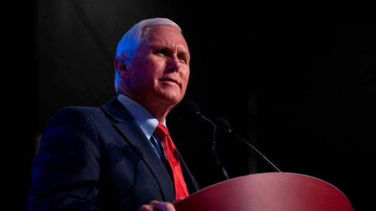 Former US Vice President Mike Pence speaks about “Saving America from the Woke Left” at the University of North Carolina Chapel Hill in Chapel Hill, North Carolina, on April 26, 2023/AFPPix