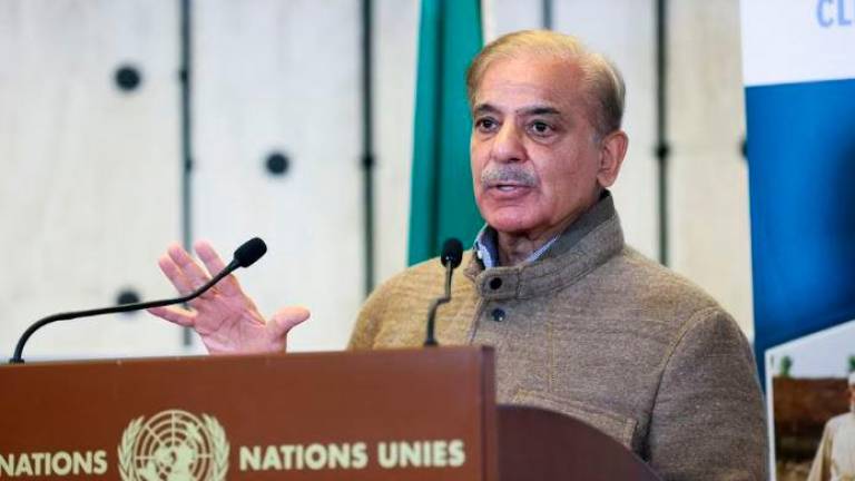 Pakistan’s Prime Minister Shehbaz Sharif speaks at a news conference, during a summit on climate resilience in Pakistan, months after deadly floods in the country, at the United Nations, in Geneva, Switzerland, January 9, 2023. REUTERSPIX