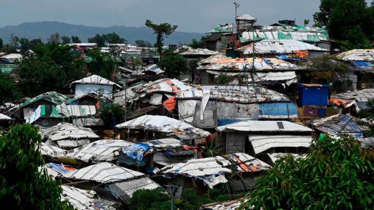 A general view of Kutupalong Rohingya refugee camp a day after cyclone Mocha made landfall, in Ukhia on May 15, 2023. AFPPIX
