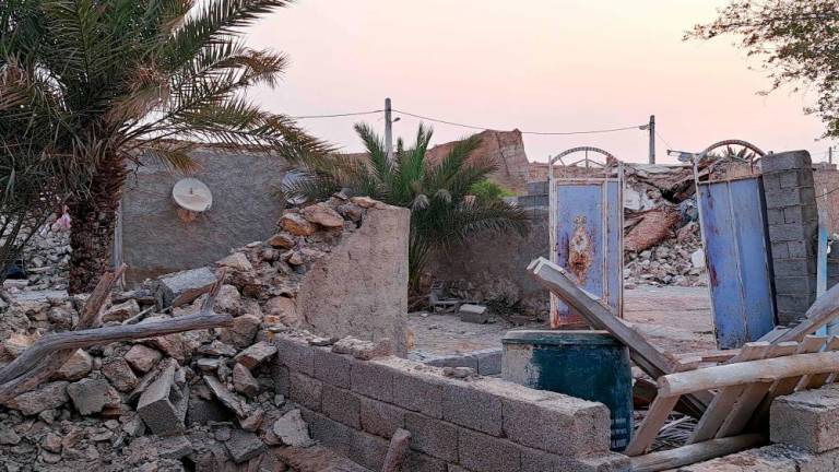 This picture taken on July 2, 2022 shows a view of destruction in the aftermath of a 6.0 magnitude earthquake in the village of Sayeh Khosh village in Iran’s southern Hormozgan province. AFPPIX