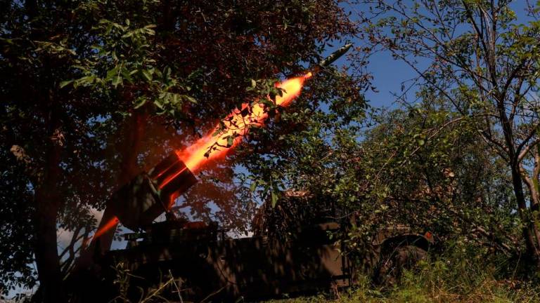 Ukrainian servicemen fire a RAK-SA-12 small multiple launch rocket system towards Russian troops near the front line town of Bakhmut, amid Russia's attack on Ukraine, in Donetsk region, Ukraine July 10, 2023. REUTERSPIX