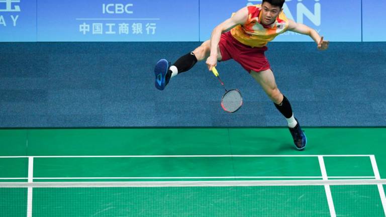 Malaysia's Lee Zii Jia in action during the Men's Team Round of 16//Reuterspix