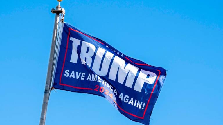 A Trump flag ahead of former US President Donald Trump’s 2024 election campaign rally in Waco, Texas, March 25, 2023. AFPPIX