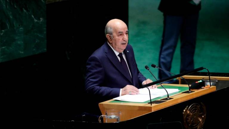 Algerian President Abdelmadjid Tebboune addresses the 78th United Nations General Assembly at UN headquarters in New York City//AFPix