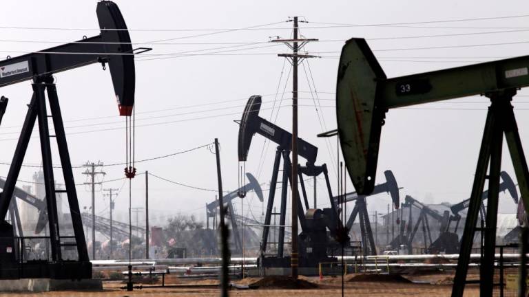 Petroleum pump jacks are pictured in the Kern River oil field in Bakersfield, California. The energy markets are weighed down by fears of an economic slowdown, weakening fuel demand amid the prospect of more US interest rate increases. – Reuterspic