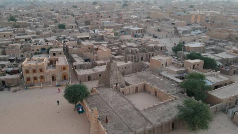 This aerial view the Sankore Mosque in Timbuktu on January 04, 2022. AFPPIX