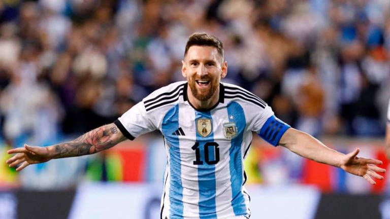 Argentina’s Lionel Messi celebrates his goal during the international friendly football match between Argentina and Jamaica at Red Bull Arena in Harrison, New Jersey, on September 27, 2022. AFPPIX