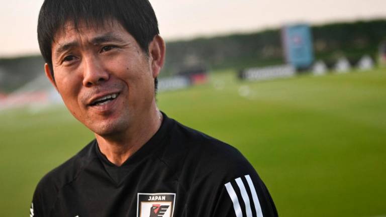 Japan’s coach Hajime Moriyasu oversees a training session at the Al Sadd SC training grounds in Doha on November 24, 2022, during the Qatar 2022 World Cup football tournament. AFPPIX