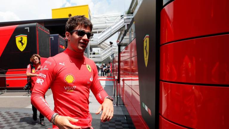 Ferrari’s Monegasque driver Charles Leclerc arrives for the first free practice session of the Spanish Formula One Grand Prix at the Circuit de Catalunya on June 2, 2023 in Montmelo, on the outskirts of Barcelona/AFPPix