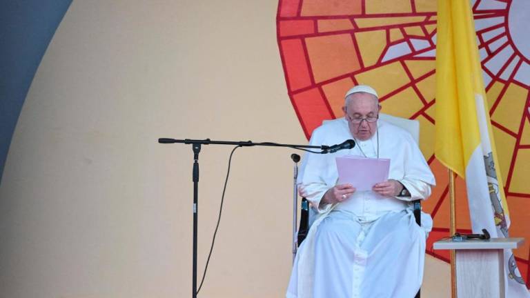 Pope Francis addresses attendees at the Palais de la Nation in Kinshasa, Democratic Republic of Congo (DRC), on January 31, 2023/AFPPix