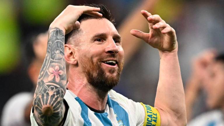 Argentina’s forward #10 Lionel Messi celebrates after qualifying to the next round after defeating Australia 2-1 in the Qatar 2022 World Cup round of 16 football match between Argentina and Australia at the Ahmad Bin Ali Stadium in Al-Rayyan, west of Doha on December 3, 2022/AFPPix